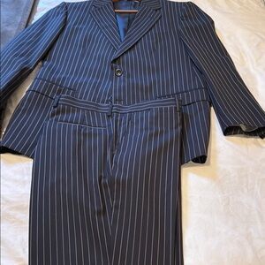 Bruno Piattelli Black Suit with Classic Pinstripe Design